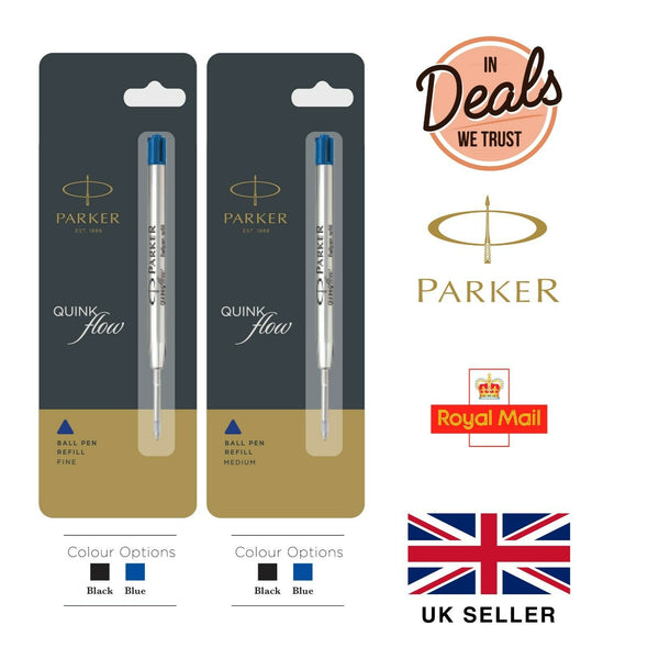 Genuine Parker Ball Point or Rollerball Medium Fine Pen Refill Blue or Black UK