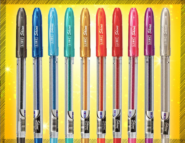 10 x Linc Shine Sparkle Glitter Sparkle Gel Pen for Home School Office