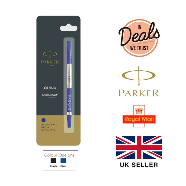 Genuine Parker Ball Point or Rollerball Medium Fine Pen Refill Blue or Black UK
